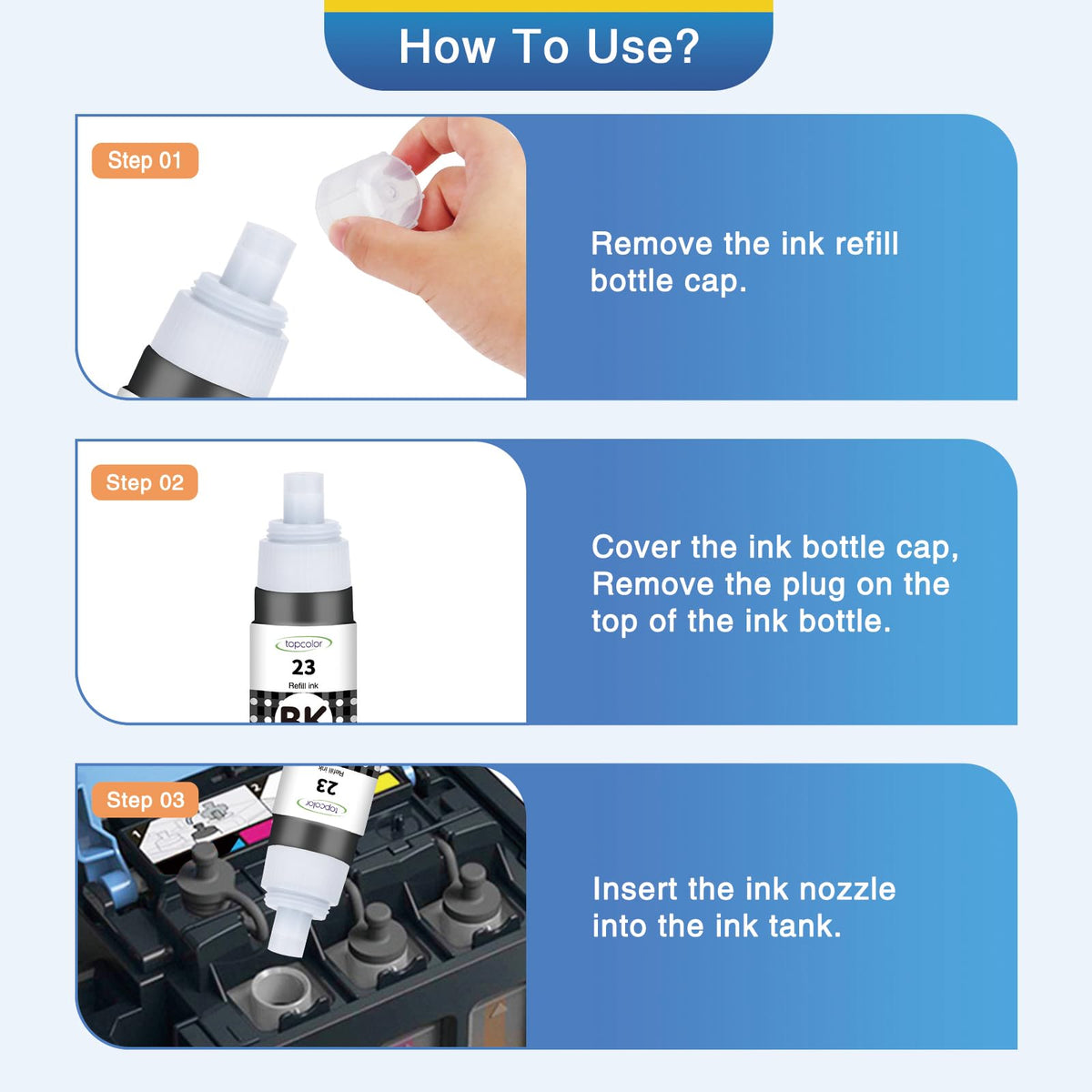 GI-23 GI23 Ink Refill Bottle Set Compatible for Canon G620 G520 Printer Ink