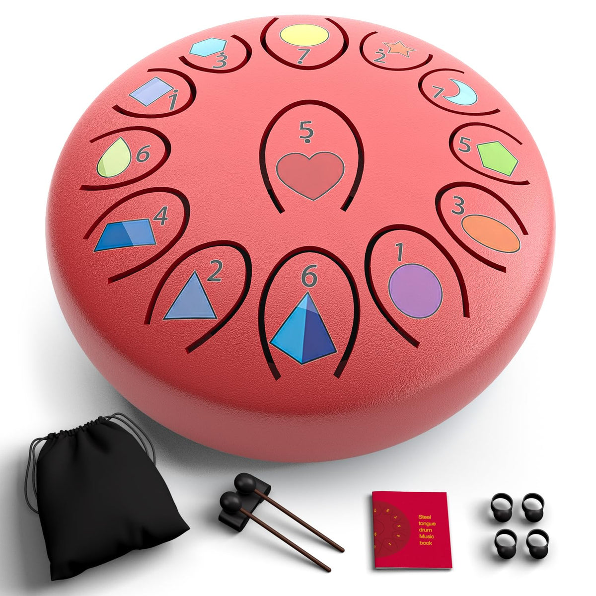 Ironkoi 6.8" Steel Tongue Drum — 13-Note Rain Drum with UV Printed Notes