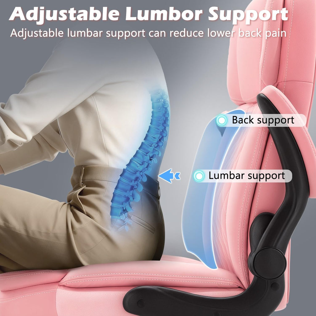 450LBS Big and Tall Executive Office Chair with Flip up Arm, Heavy Duty PU Leather Computer Desk Chair,Comfortable High Back Swivel Home Office Chair with Rolling for Adults,Spring Cushion,Metal Base