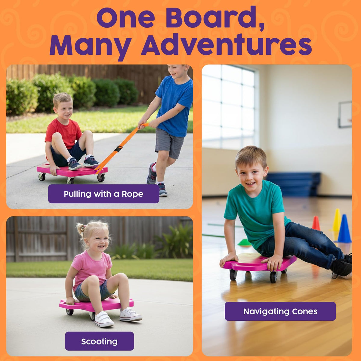 Hurtle Heavy Duty Gym Floor Scooter Board with Safety Handles - PE & Sensory Equipment