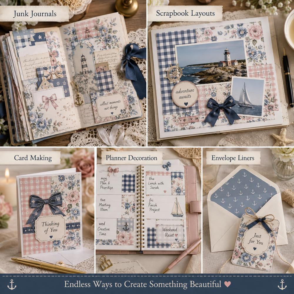 180 Sheets Vintage Scrapbook Paper, Journaling Scrapbooking Supplies, Antique Aged Looking Background Paper for Junk Journals Card Making Mixed Media Decoupage