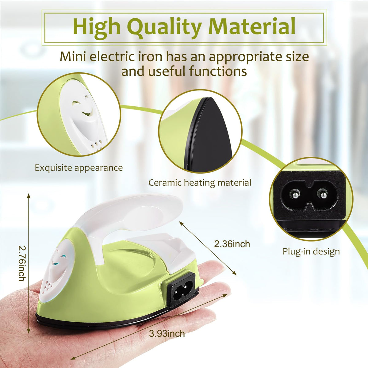 Honoson Mini Iron for Craft Small Iron on Patch Fuse Bead, Mint Green