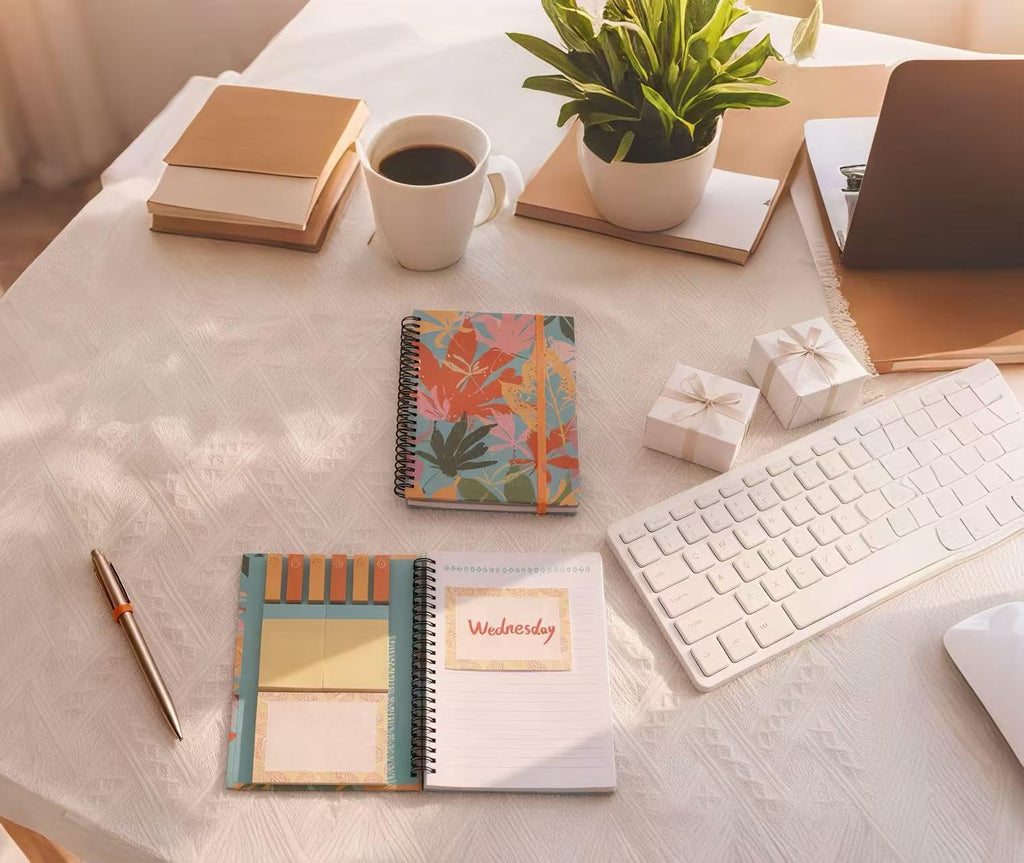 A5 Spiral Sticky Notebook,with 9 pads of decorated sticky notes and a handy notebook,for Bible study;Note Pads Teacher Appreciation Gift Writing Memo Pads School Office Supplies and Daily Life Organization (Daisy)
