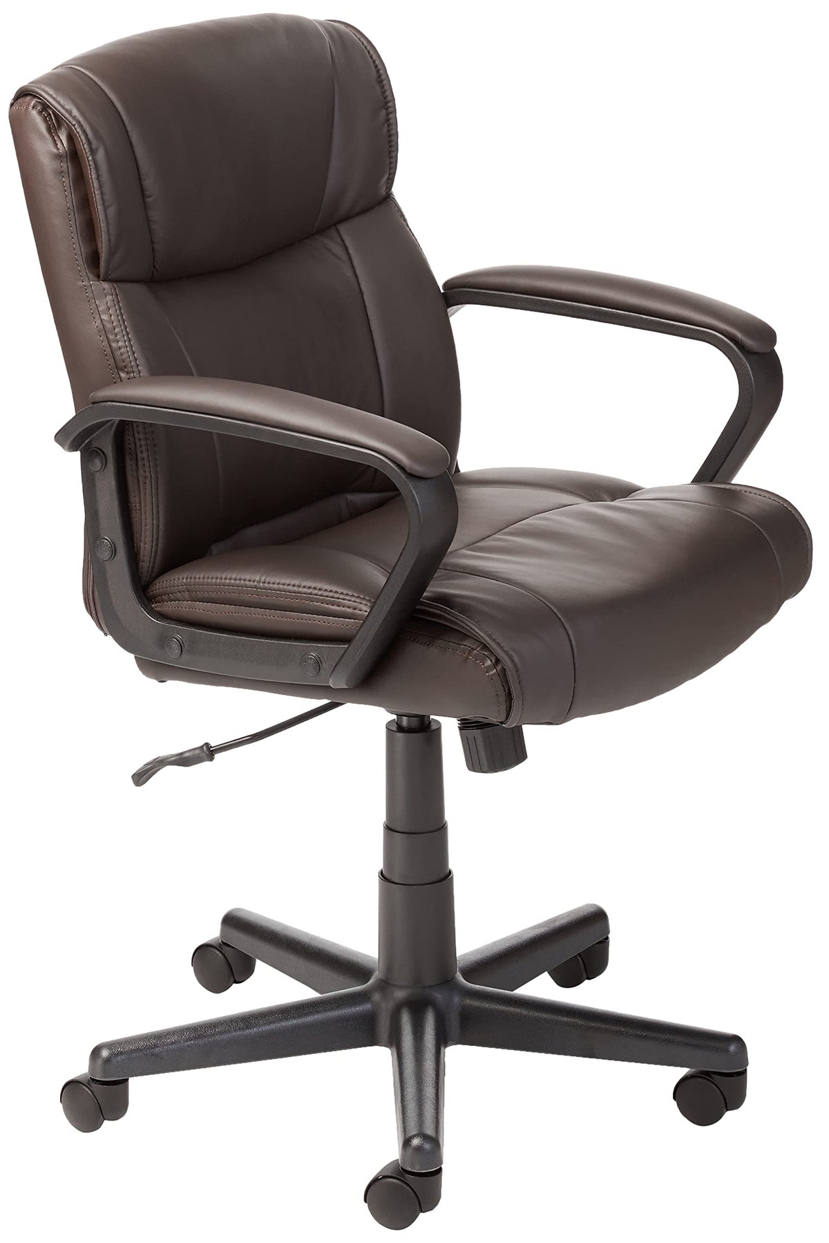 Amazon Basics Mid-Back Faux Leather Study Chair with Padded Arms