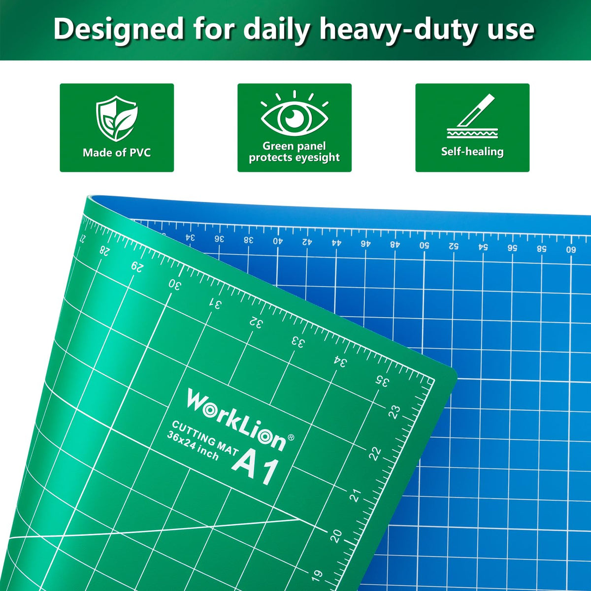 WORKLION 12" x 18" Art Self Healing PVC Cutting Mat, Double Sided, Gridded Rotary Cutting Board for Craft, Fabric, Quilting, Sewing, Scrapbooking Project……