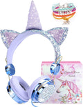 TCJJ Unicorn Kids Wired Headphones with Mic, 3.5mm Jack, On Ear