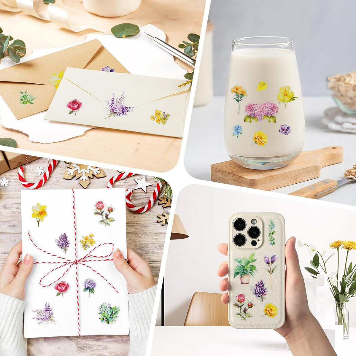 Kattykitty 309PCS Transparent Flower Stickers for Scrapbooking
