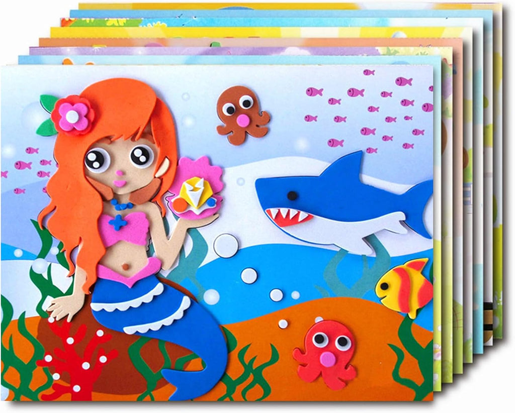 20 Pcs Foam Stickers Mosaic Sticker Art Kits for Kids,DIY Cartoon Animal Painting Stickers Class Drawing Sticker Puzzle Art Craft Kit for Girls Boys Preschool Activities Early Learning Games