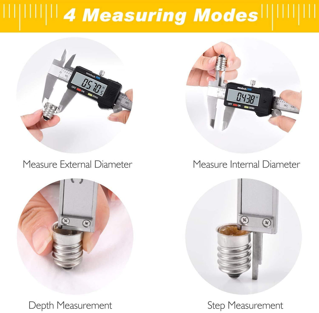 Digital Caliper, Adoric Calipers 0-6 Inch, Inch/mm Conversion, Large LCD