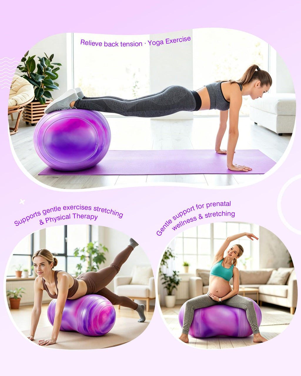 ZOOJOY Peanut Ball for Kids and Adults, 18/20Inch Anti-Burst Exercise Ball