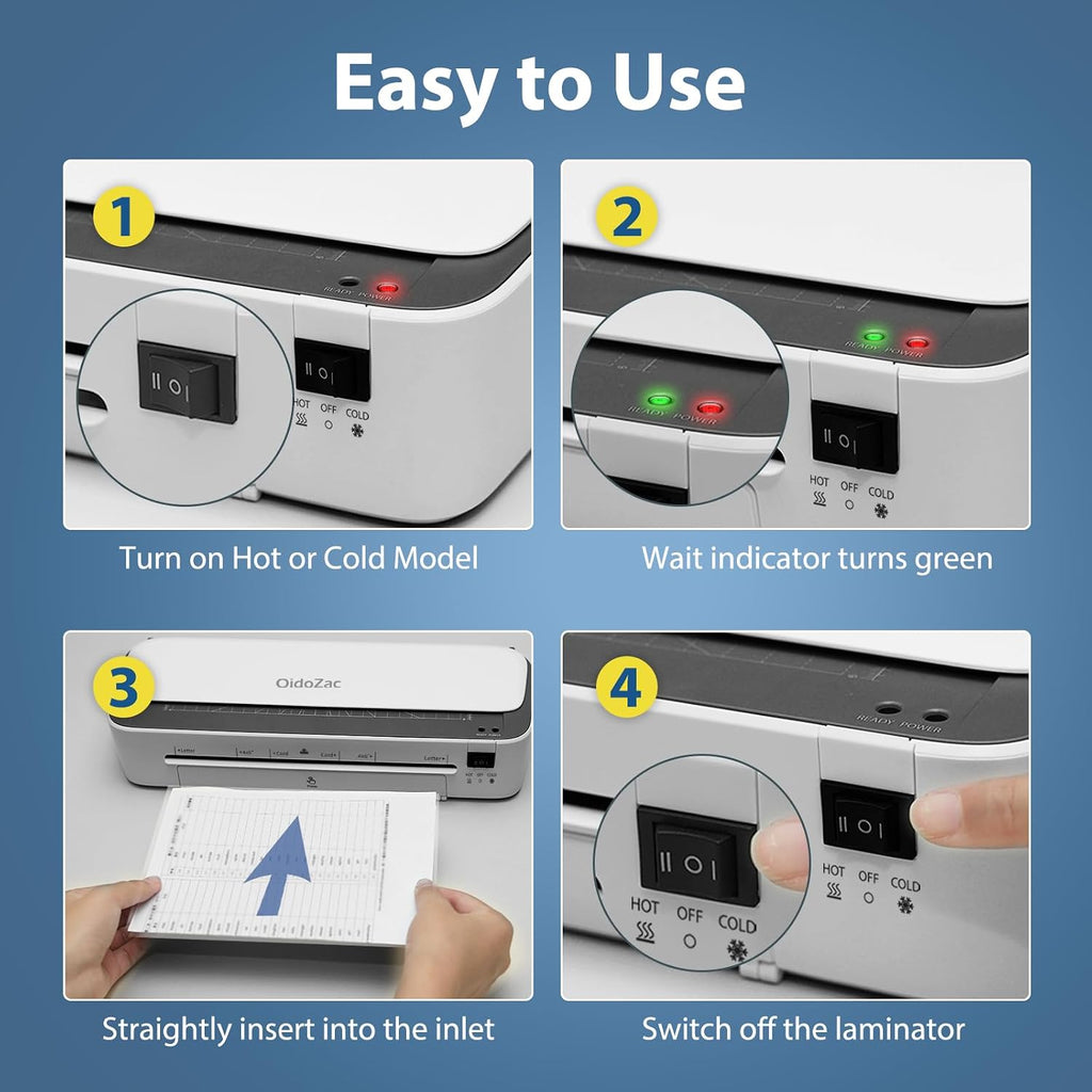 OidoZac: 9" 11-in-1 Laminator with Never-Jam Technology & 36 Sheets
