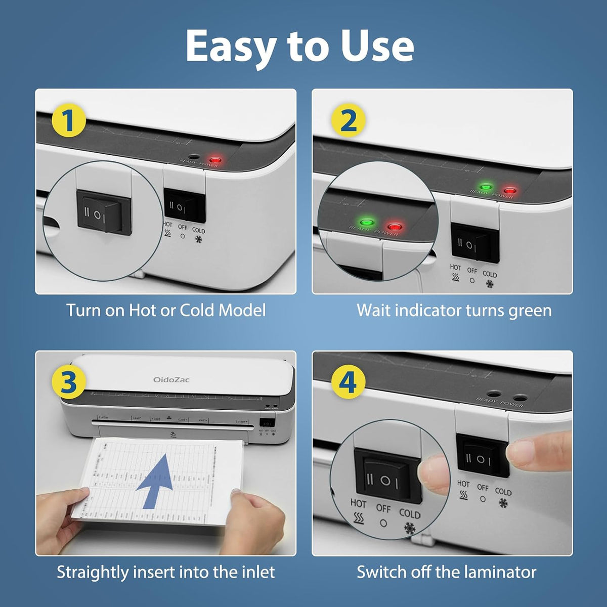 OidoZac: 9" 11-in-1 Laminator with Never-Jam Technology & 36 Sheets