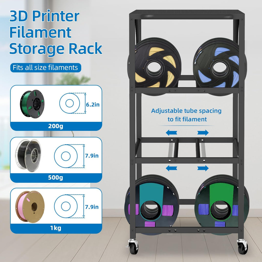 3D Printer Stand Table for 48 Filament Storage Rack, Brown