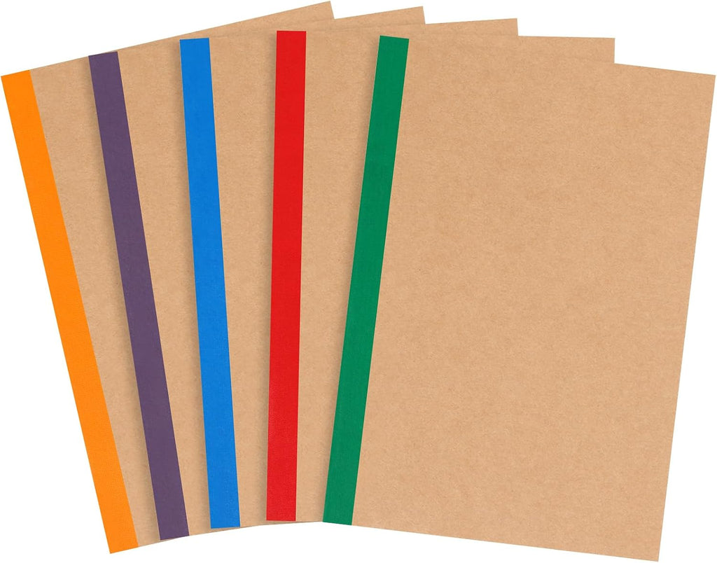 EOOUT 5 Pack A5 Composition Notebook, Kraft Lined Journal Bulk with Rainbow Spine, 5 Colors, 60 Pages for Women Girls Kids, School Office Supplies