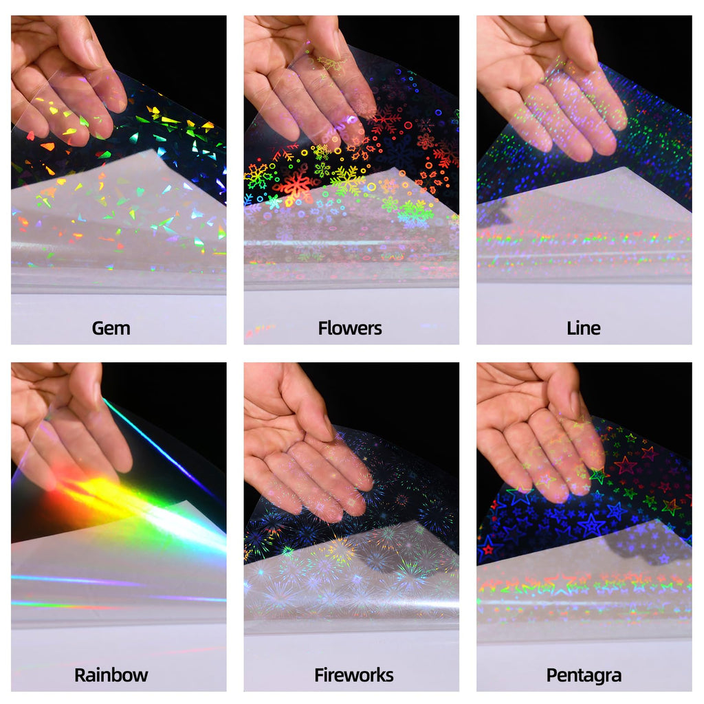 36 Sheets Holographic Laminating Sheets Clear Self Adhesive Sticker Paper