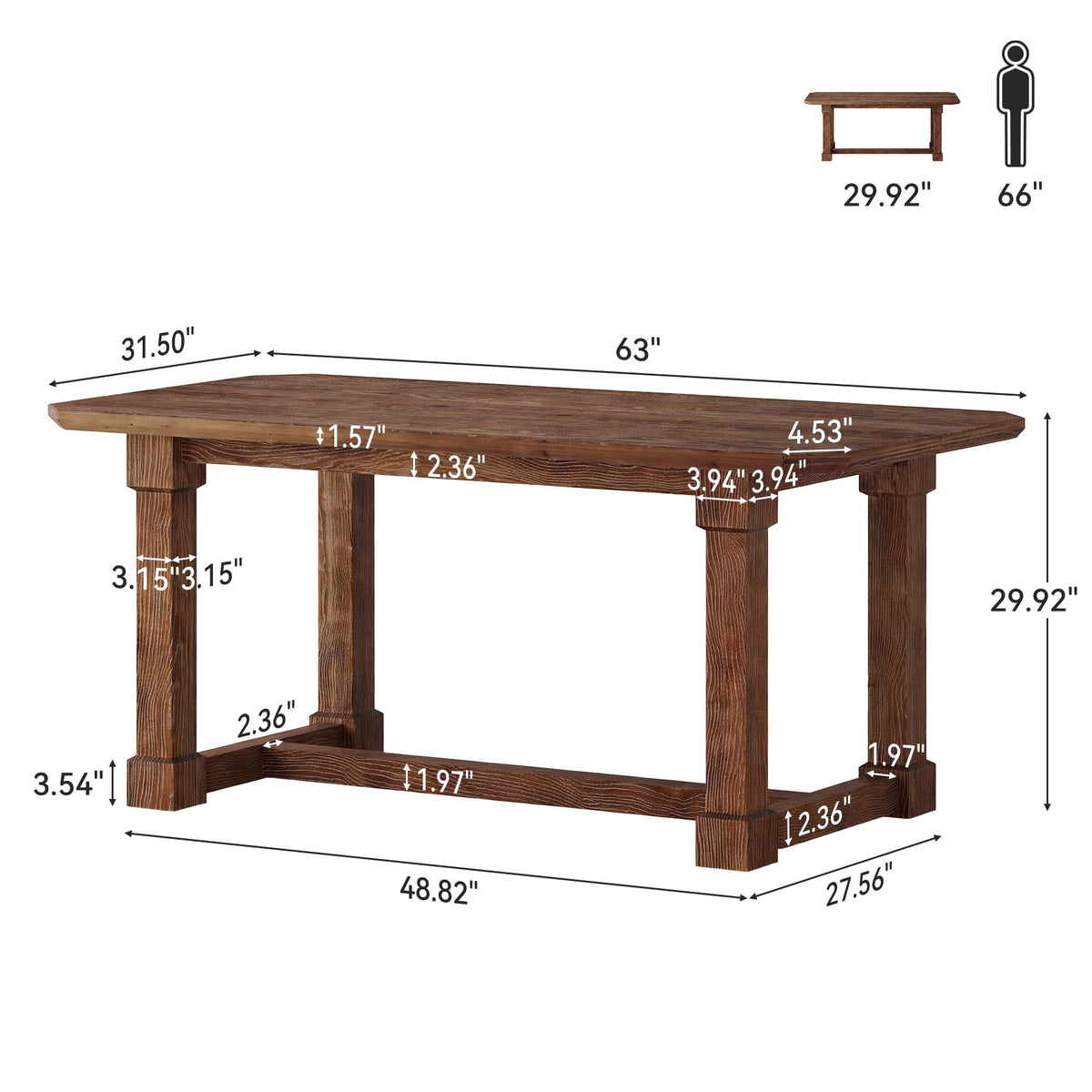 TRIBEWOOD 63-Inch Solid Fir Student Desk