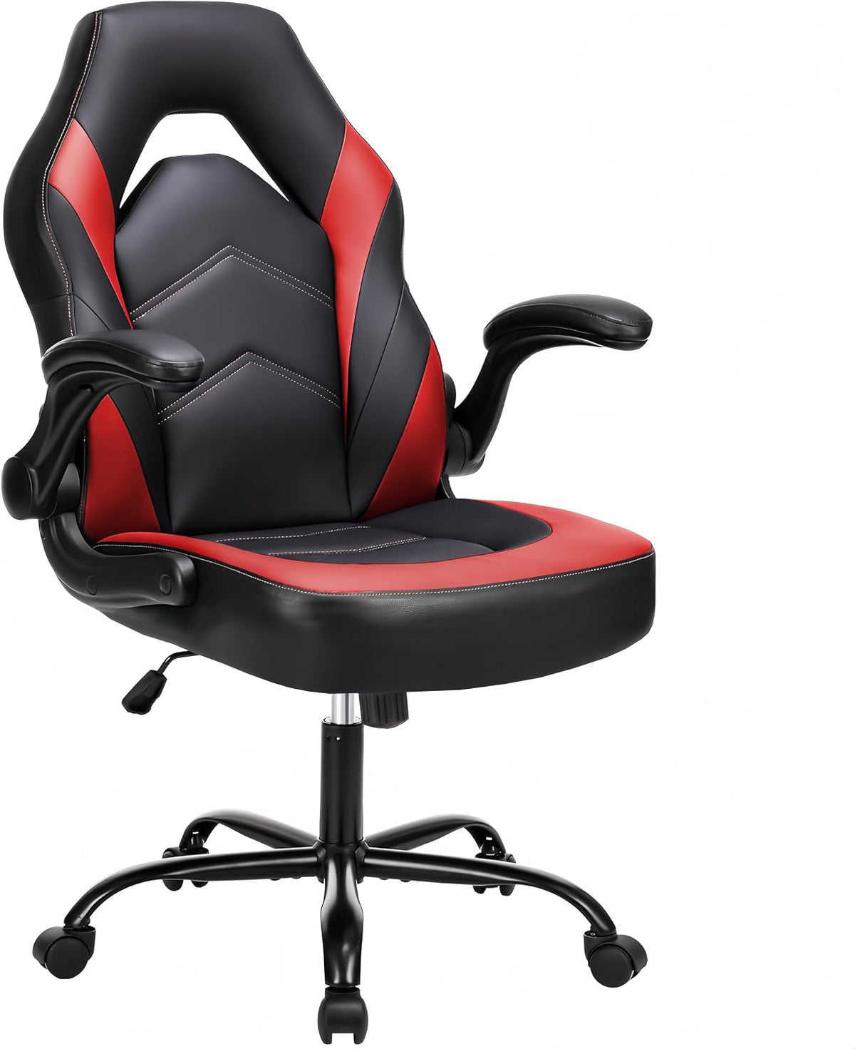 Computer Desk Chair with Lumbar Support, Ergonomic Office Chair with Flip-up Armrests for Adults, Grey,Black+Red (Black+Red)