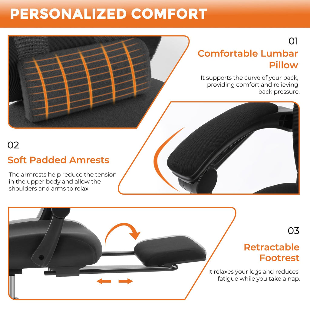 Sweetcrispy Ergonomic Office Desk Chair, Swivel Computer Chair