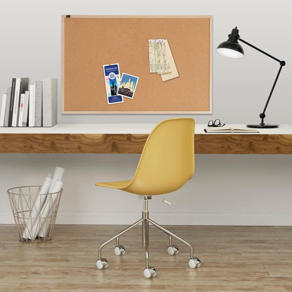 Quartet Cork Bulletin Board, 23 × 35 Inches, Oak Finish (K–12)