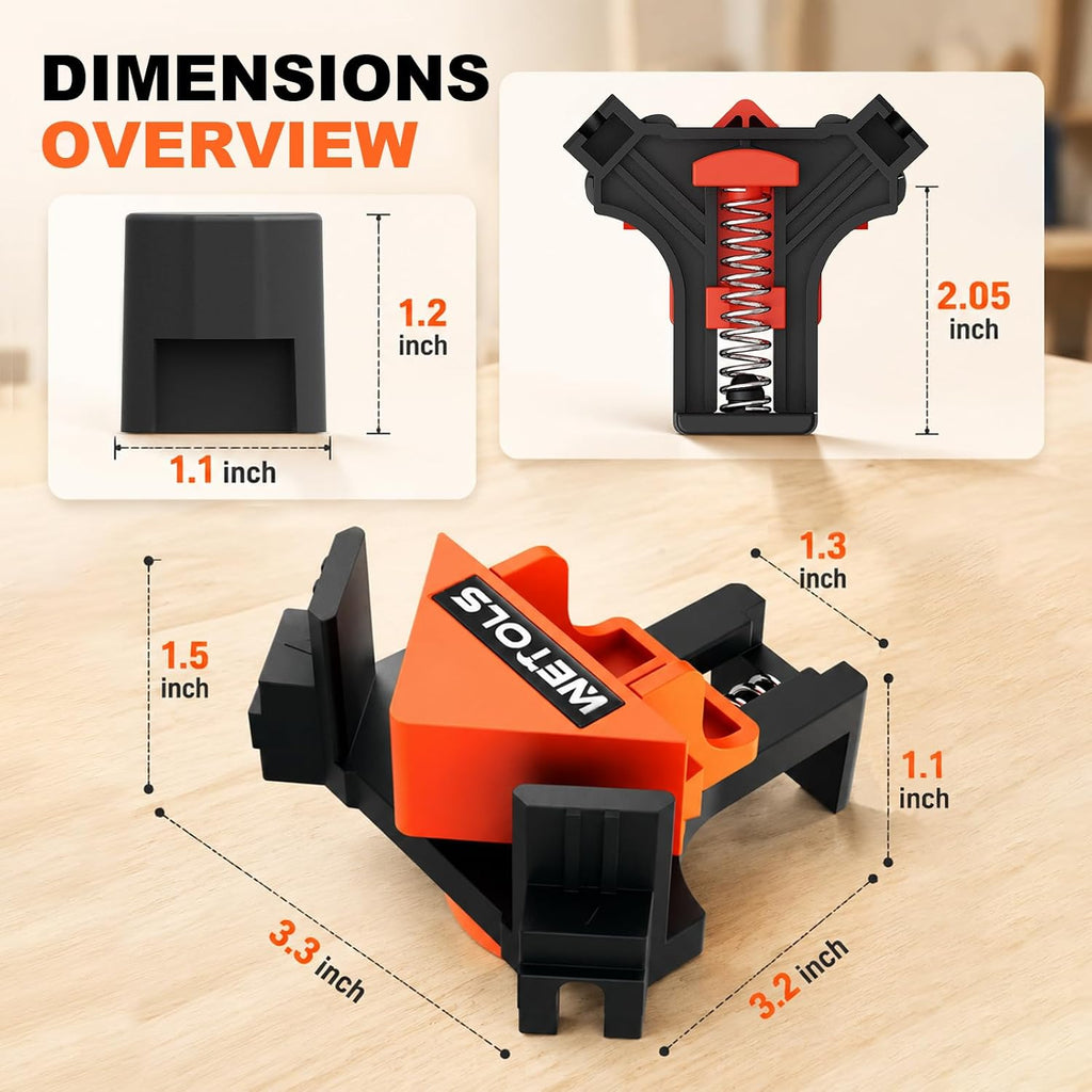 WETOLS 90 Degree Corner Clamp Set, 4 Pcs Adjustable Clamps for Woodworking