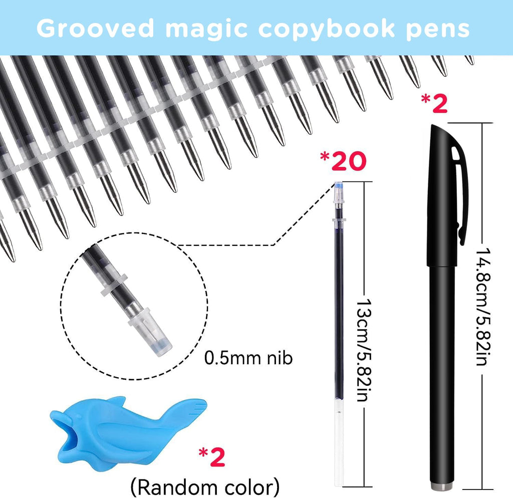 AALGO 30Pcs Magic Pens & Refills for Magic Grooved Writing Practice Workbooks,Disappearing Ink Pen for Handwriting Book,Magic Groove Pen for Cursive Handwriting Workbook or Tracing Books 3-5
