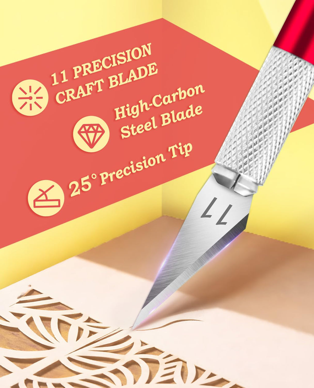 DIYSELF Craft Hobby Knife Set with 10 Extra #11 Blades, 6-Inch Metal Ruler