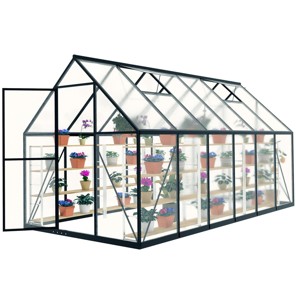 Exroo Aluminum Polycarbonate Walk-In Greenhouse (Multiple Sizes)