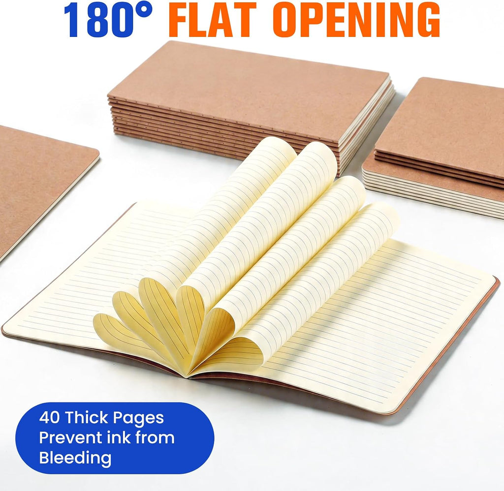 12 Pack A5 Kraft Journal Notebooks Bulk, Lined Travel Journal