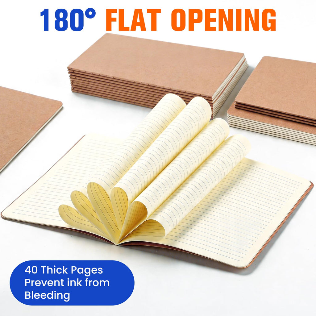 12 Pack A5 Kraft Journal Notebooks Bulk, Lined Travel Journal