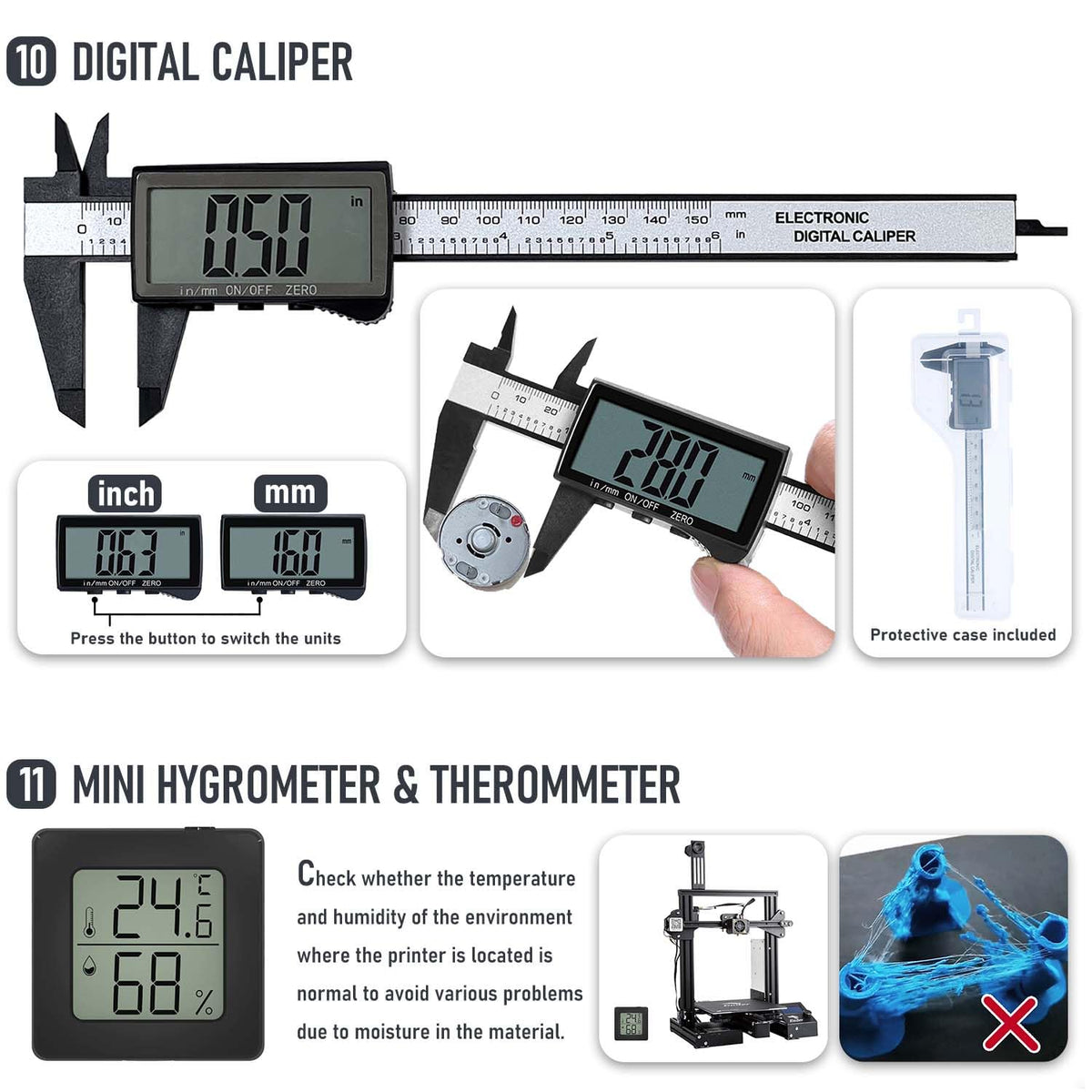 3D Printer Tools Kit, Quality 3D Printing Tool Kit for Model Finishing/Deburring/Drilling, 3D Printer Accessories for All FDM/SLA Printers Removing Support, Cutting Filament, Cleaning Nozzle