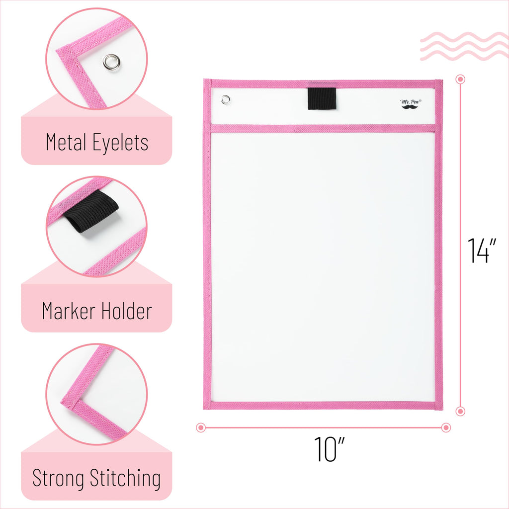 Mr. Pen- Reusable Dry Erase Pocket Sleeves, 10" x 14", 6 Pack, Colorful