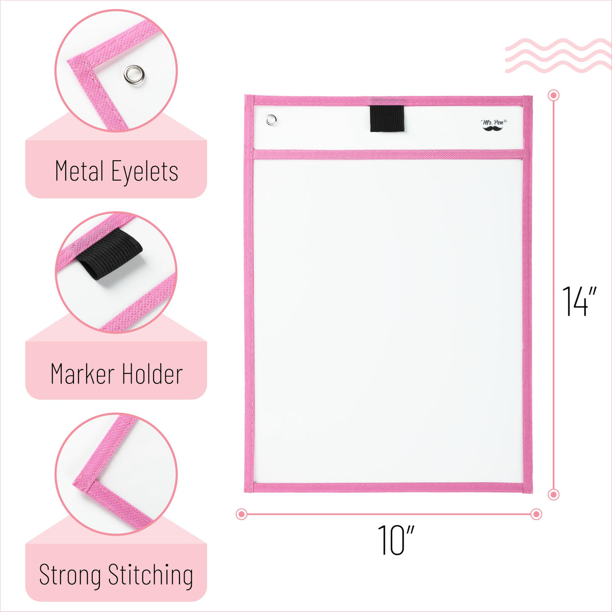 Mr. Pen- Reusable Dry Erase Pocket Sleeves, 10" x 14", 6 Pack, Colorful