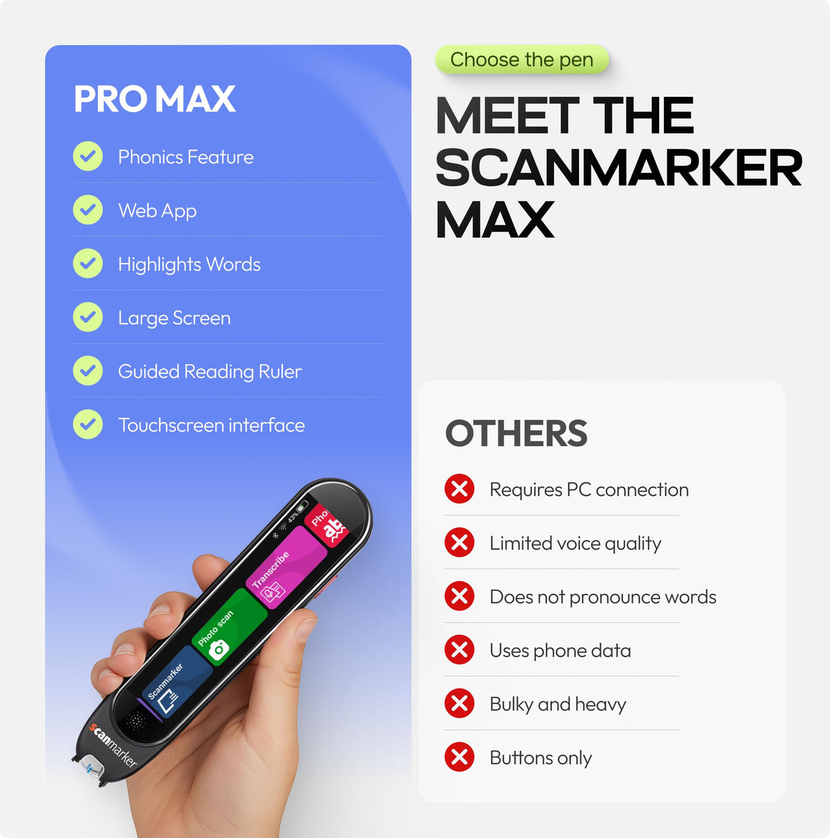 Scanmarker Pro | Translation Pen & Reading Pen for Kids & Adults | Assistive Tool & Language Translator Device for Dyslexia, Reading Support & Language Learners | Translator Pen for 100 Languages