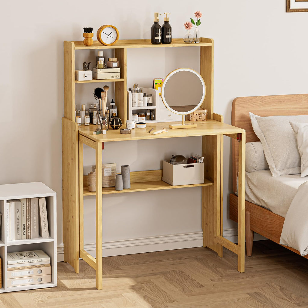 Dezyfurni Bamboo Folding Student Desk with Storage