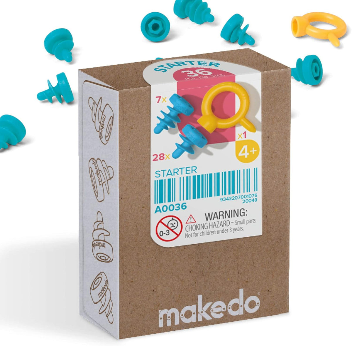 Makedo Starter | Cardboard Construction Starter Pack, 36 Pieces, Age 4+
