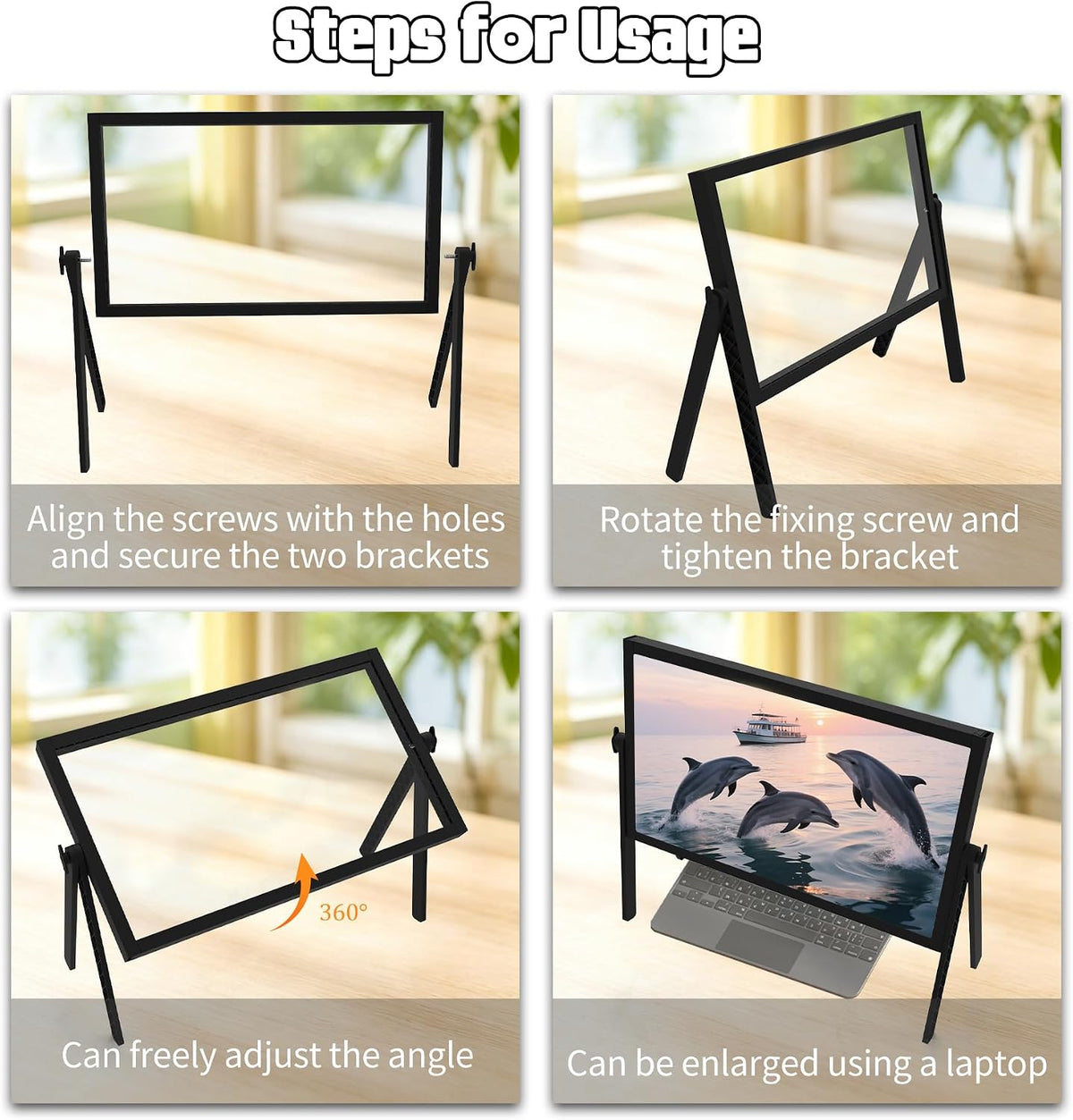 21" Screen Magnifier for Laptop, 3D HD Screen Expanders for Movies, Videos, and Gaming,Screen Enlarger with Adjustable Angle and Foldable Design Amplifier Desktop Magnifying for Seniors Reading