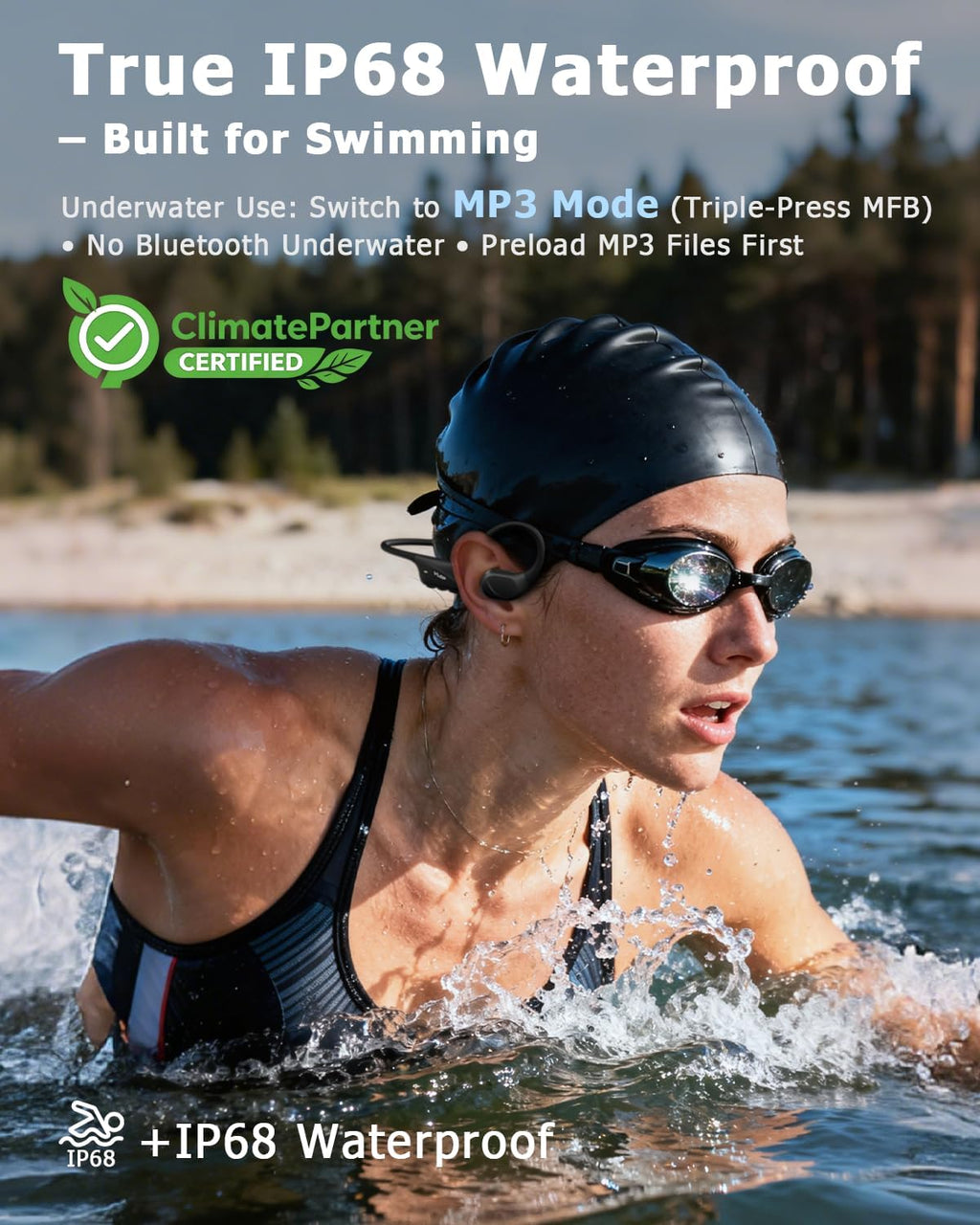 Bone Conduction Headphones, IPX8 Waterproof Swimming Headphones, Std.