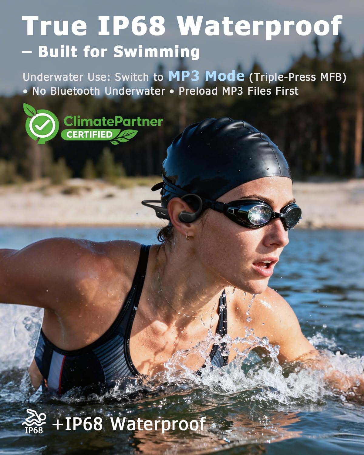 Bone Conduction Headphones, IPX8 Waterproof Swimming Headphones, Std.