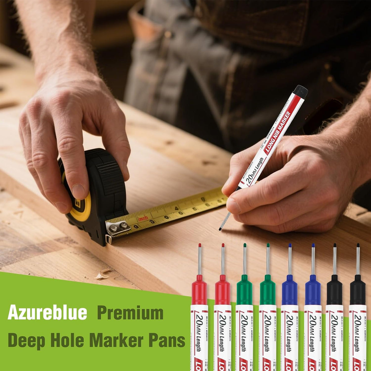 8pcs Long Nib Marker, Long Head Deep Hole Marker Pens, Waterproof Construction Markers Marking Tool, Multi-Purpose Deep Reach Pen Makes For Metal, Carpenter, Woodworking, Gift for Father's Day