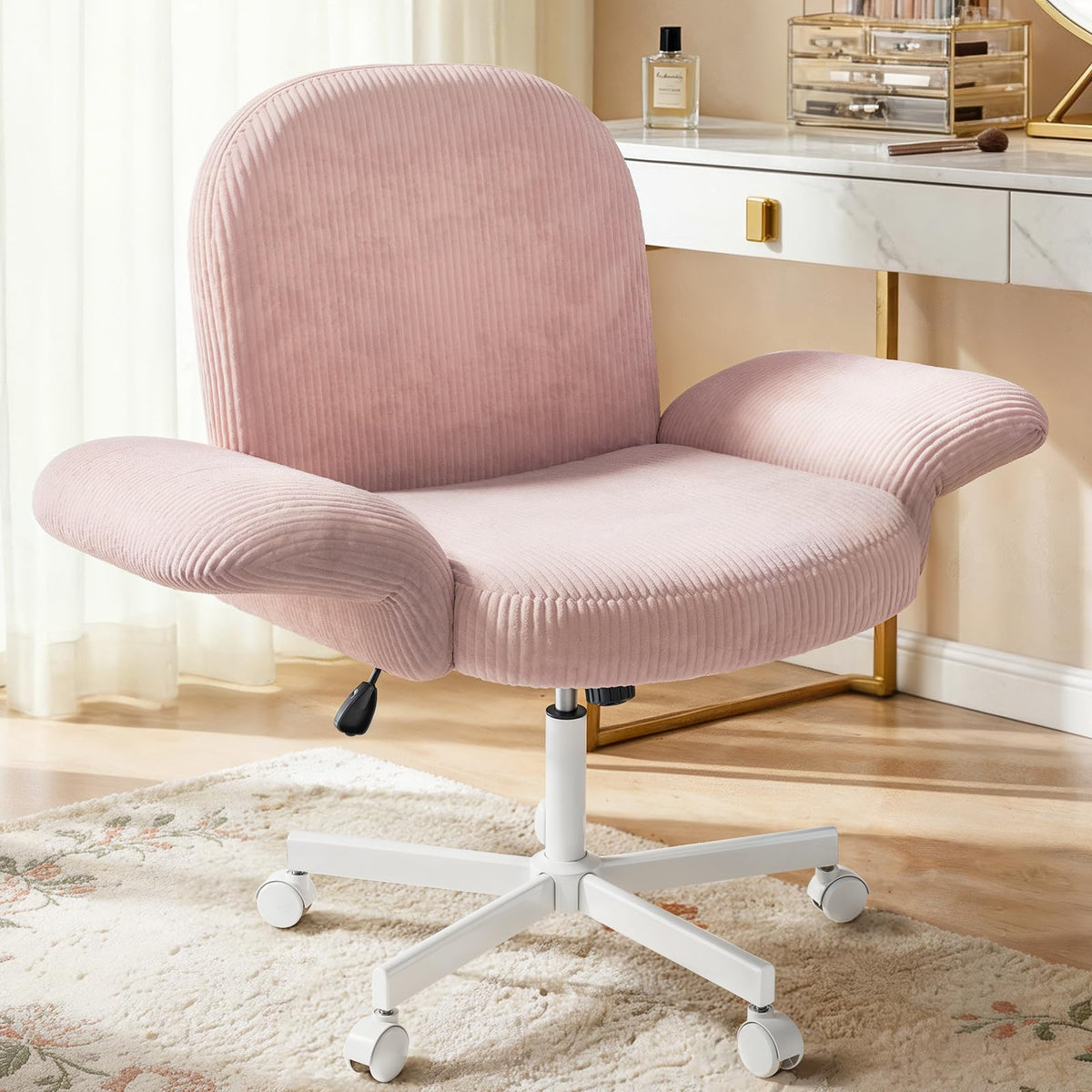 HUANUO Adjustable Criss-Cross Study Chair with Folding Armrests