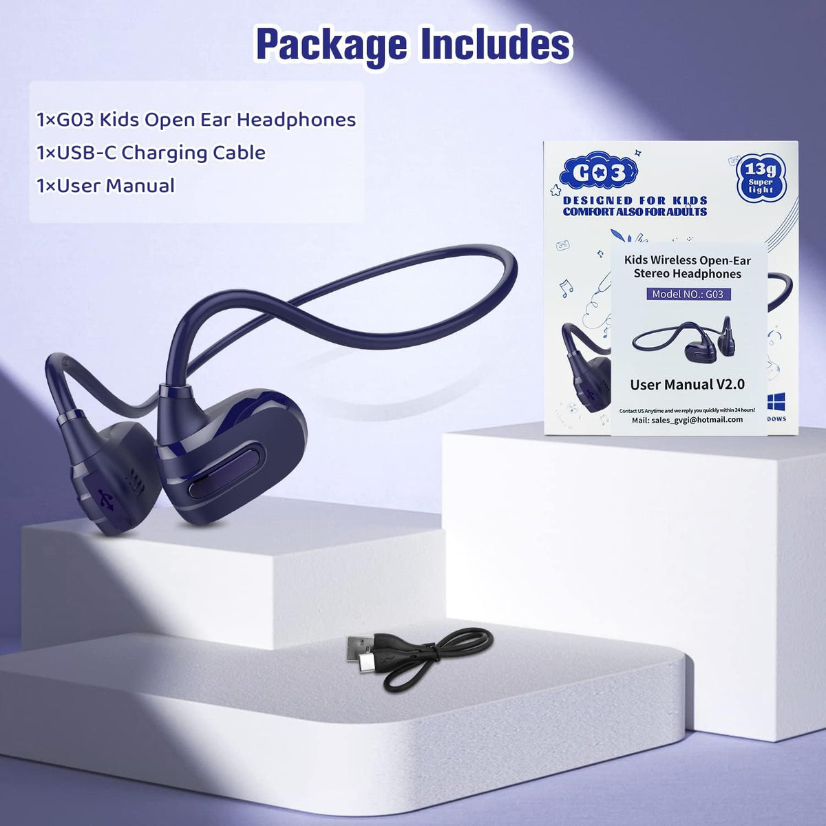 BANIGIPA Kids Headphones, Open Ear Headphones for Teens Child Boys Girls