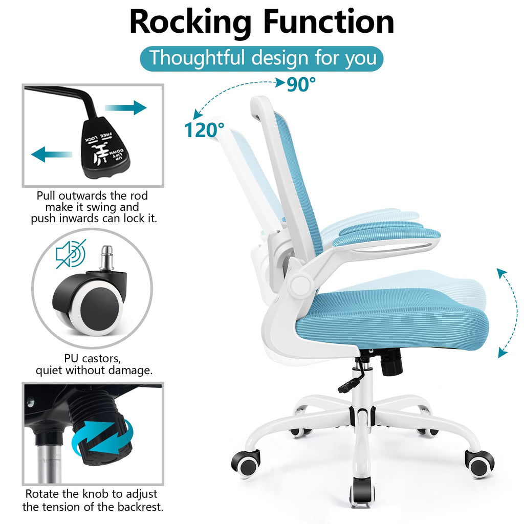 FelixKing Office Chair, Ergonomic Desk Chair Breathable Mesh Chairs Adjustable High Back Lumbar Support Flip-up Armrests, Executive Rolling Swivel Comfy Computer Chairs Home Office Black
