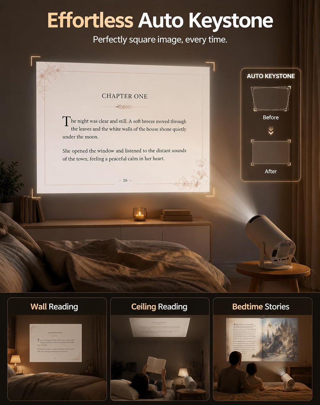 BookGlow Smart Reading Projector with 720p HD Display