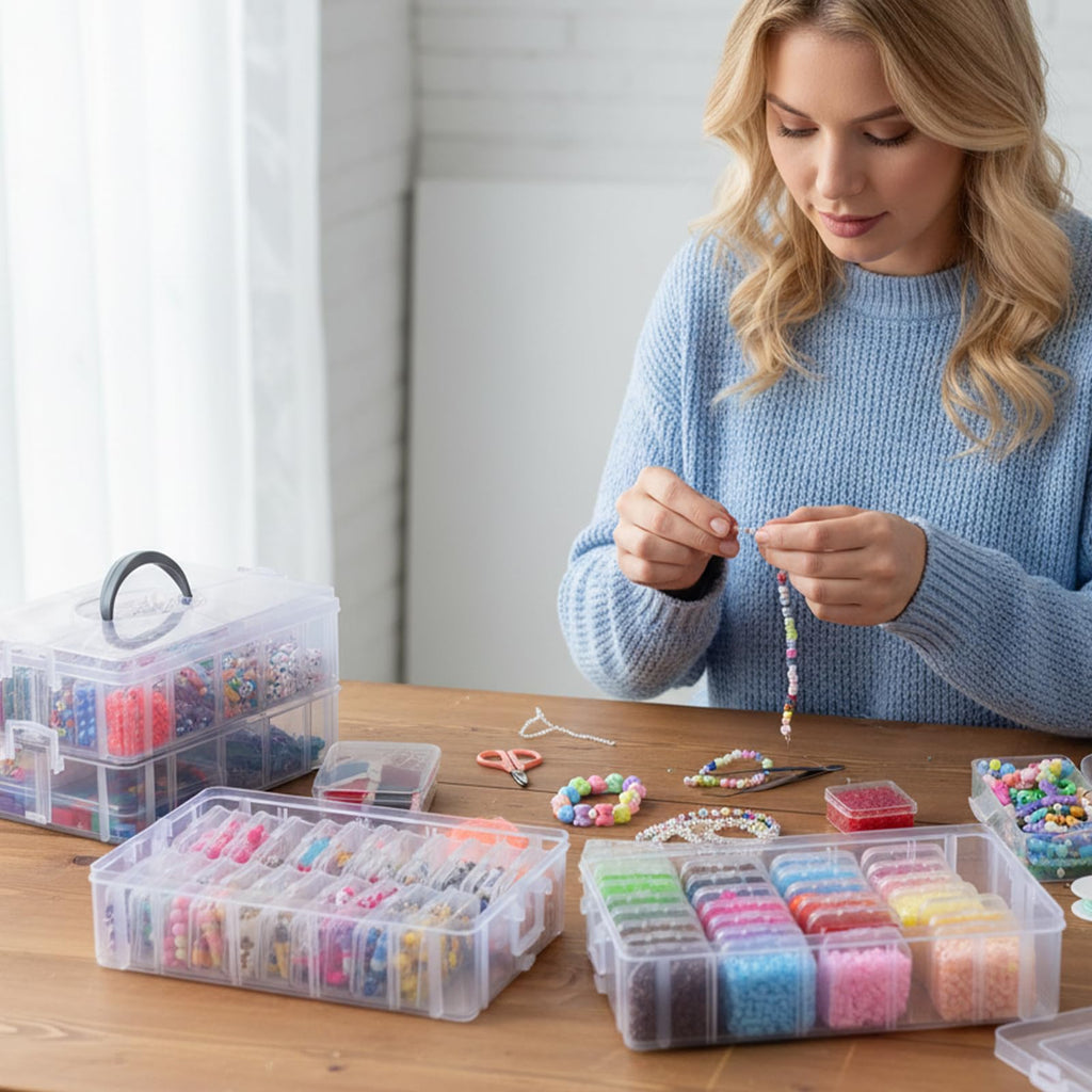 Bead Organizer 3 Tier 30 grid Stackable Craft Tackle Storage Container