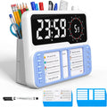7-in-1 Visual ADHD Timer for Kids with Chore Chart Board, ADHD Tools Schedule for Kids with Autism, Alarm, Countdown, Date, Temperature, Storage, Daily Checklist for Home/School/Classroom/Desk(Blue)