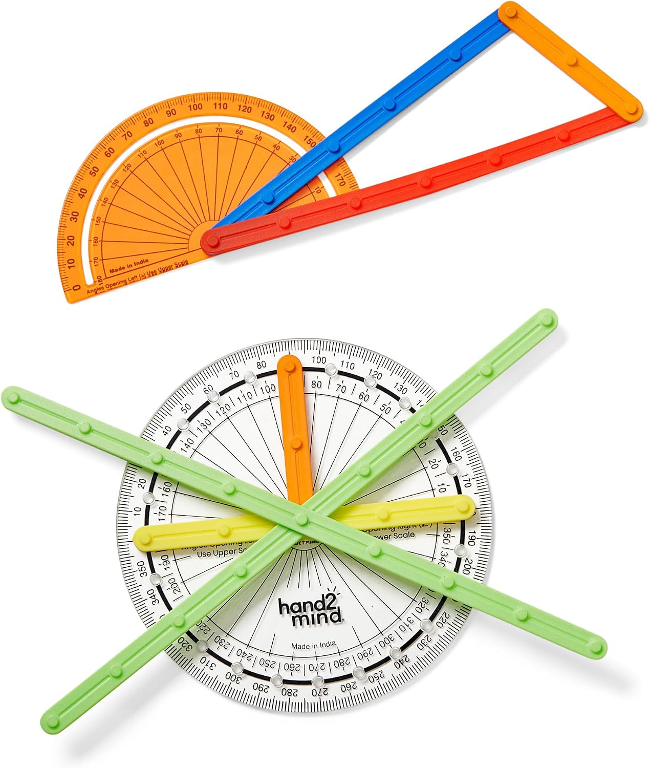 AngLegs Geometry Manipulative Starter Set with 2 Protractors (Grades 3–8)