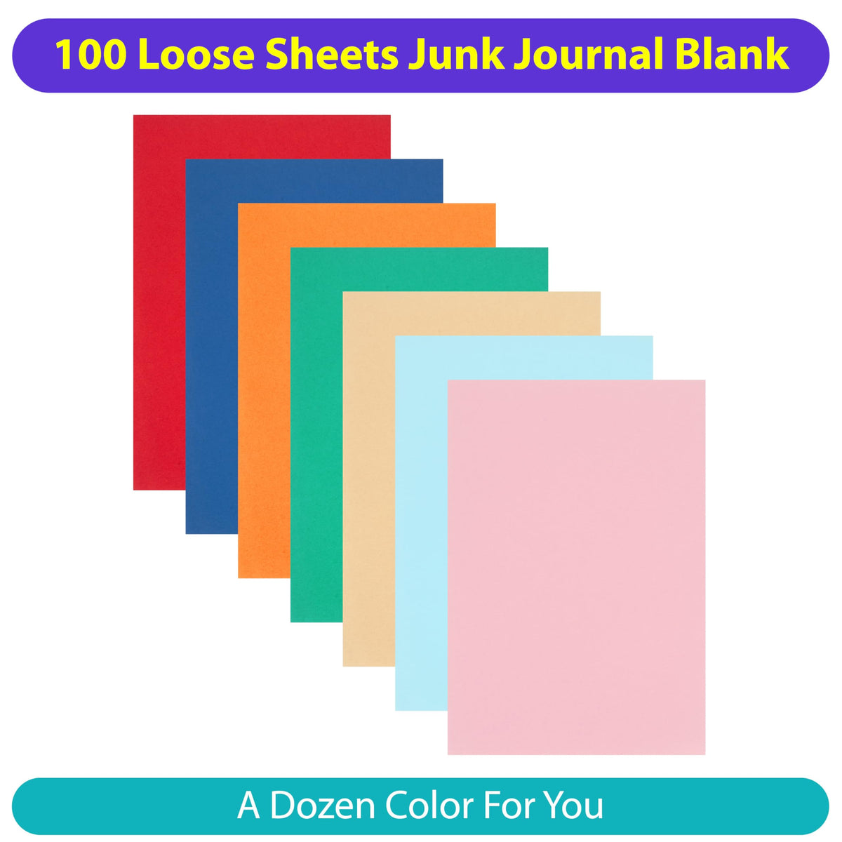 Junk Journal, 8.5x5.5'' Half Letter, 100 Unique Sheets 200 Pages, Journals