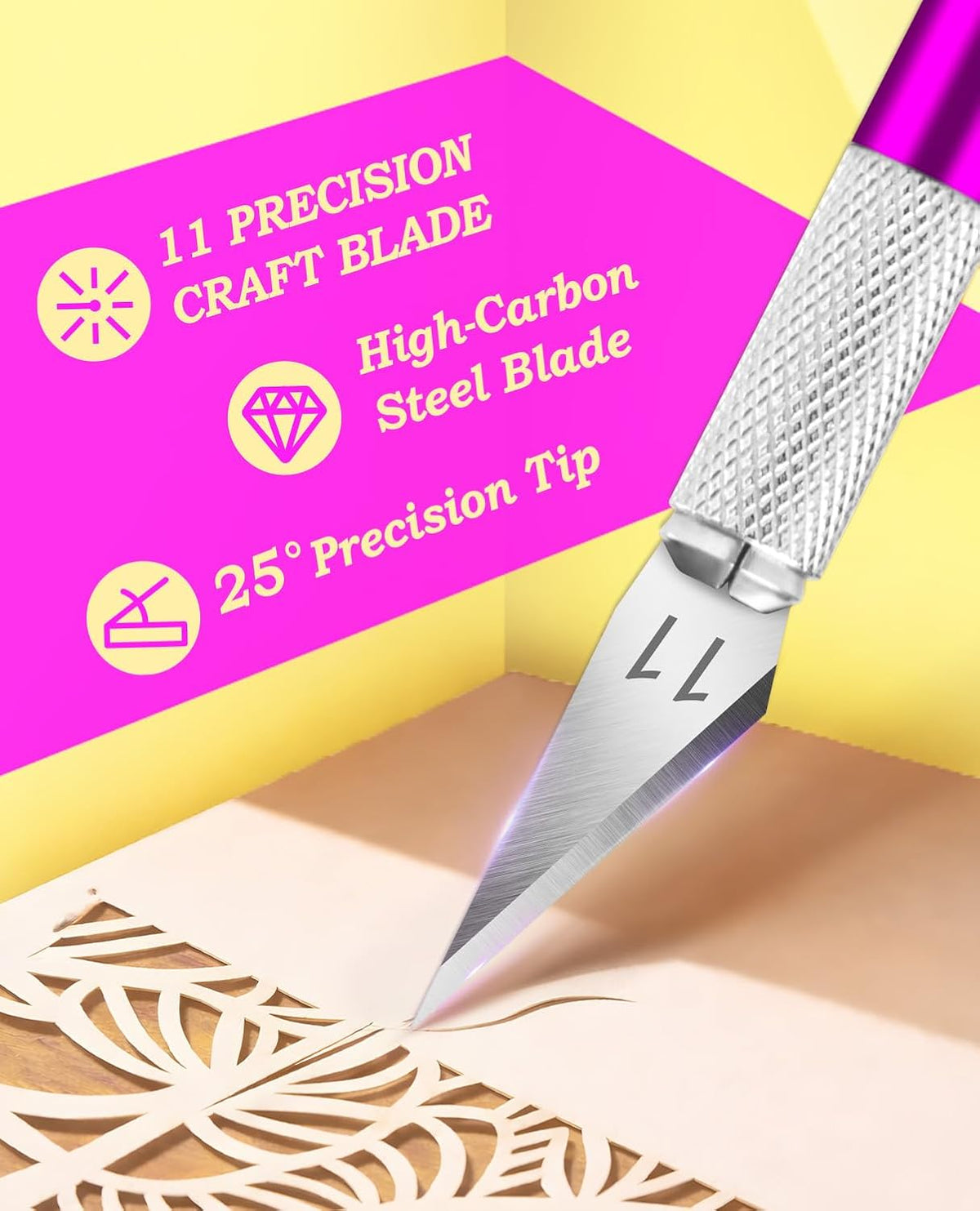 DIYSELF Craft Hobby Knife Set with 10 Extra #11 Blades, 6-Inch Metal Ruler