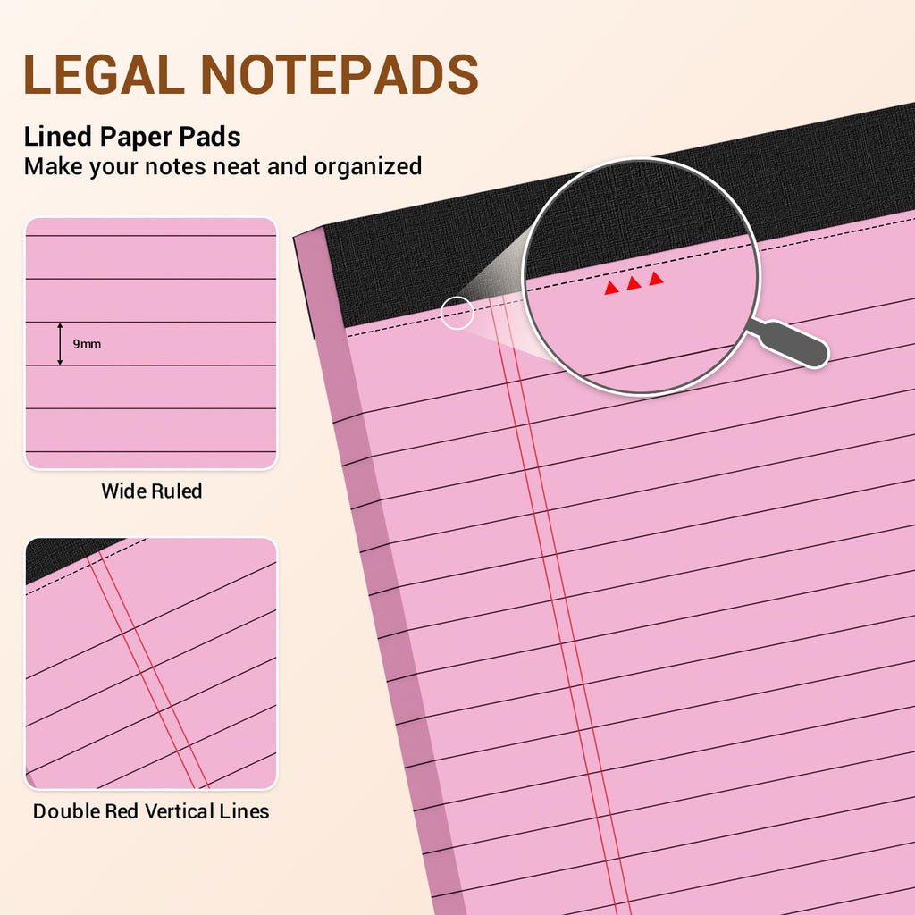 Colored Legal Pads 8.5 x 11, 3 Pack Notepads 8.5 x 11 Wide Ruled Note Pads