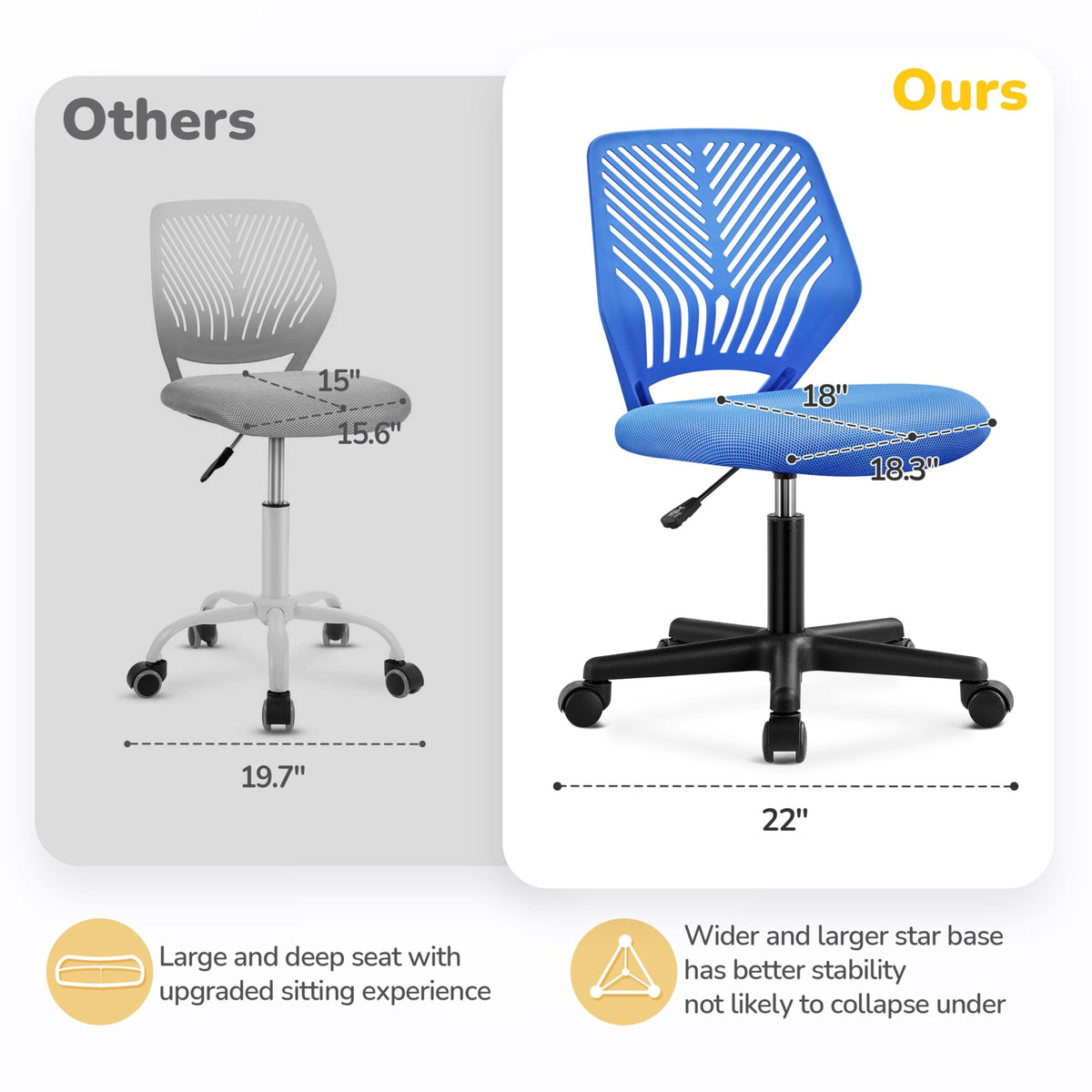 Yaheetech Small Desk Chair, Armless Adjustable Swivel Seat, Green